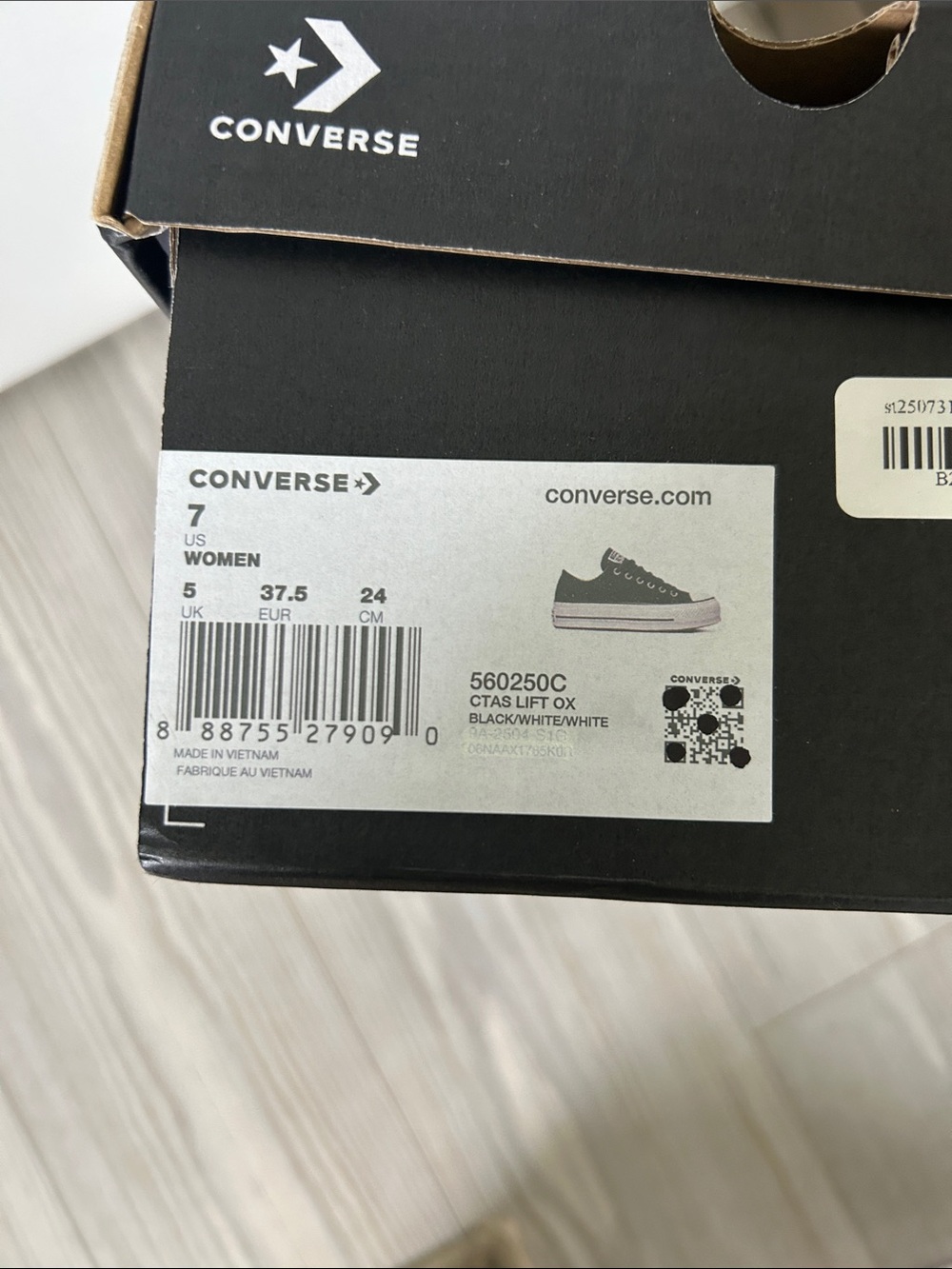 Converse Black Low Top Platform Sneakers with White Sole - Picture 2 of 4